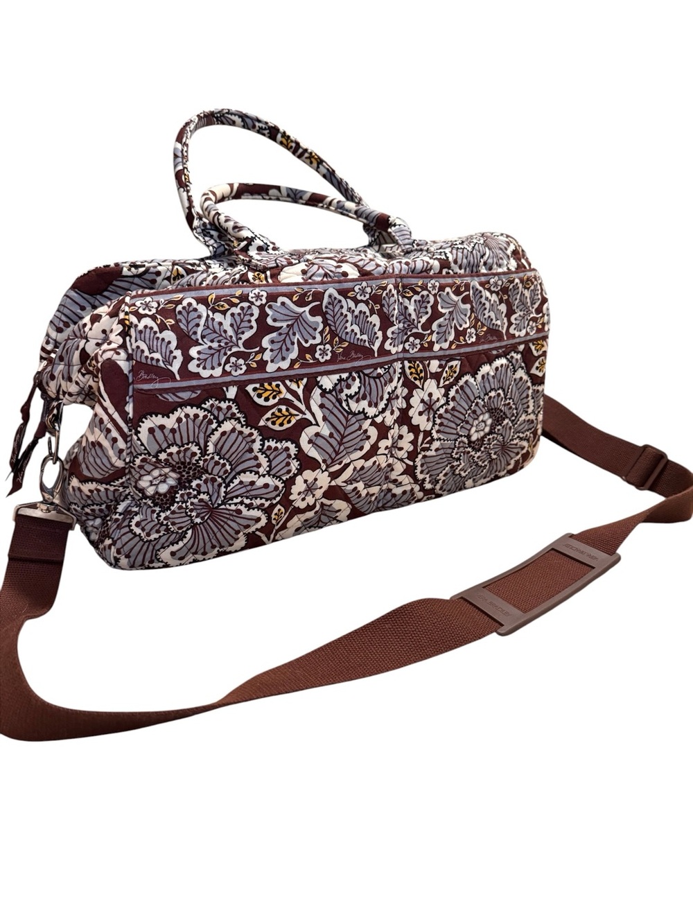 Vera Bradley Slate Blooms Weekender Duffle Travel Bag Quilted Floral Luggage